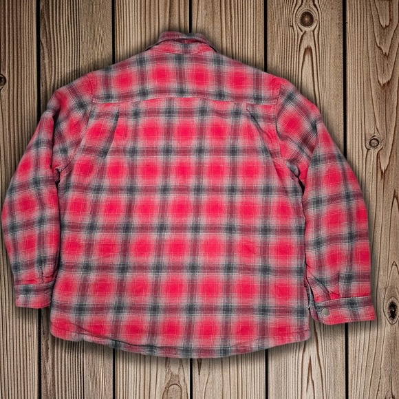 Dickies Mens XL Red Plaid Sherpa Lined Flannel Shacket Workwear Y2K - Picture 2 of 12